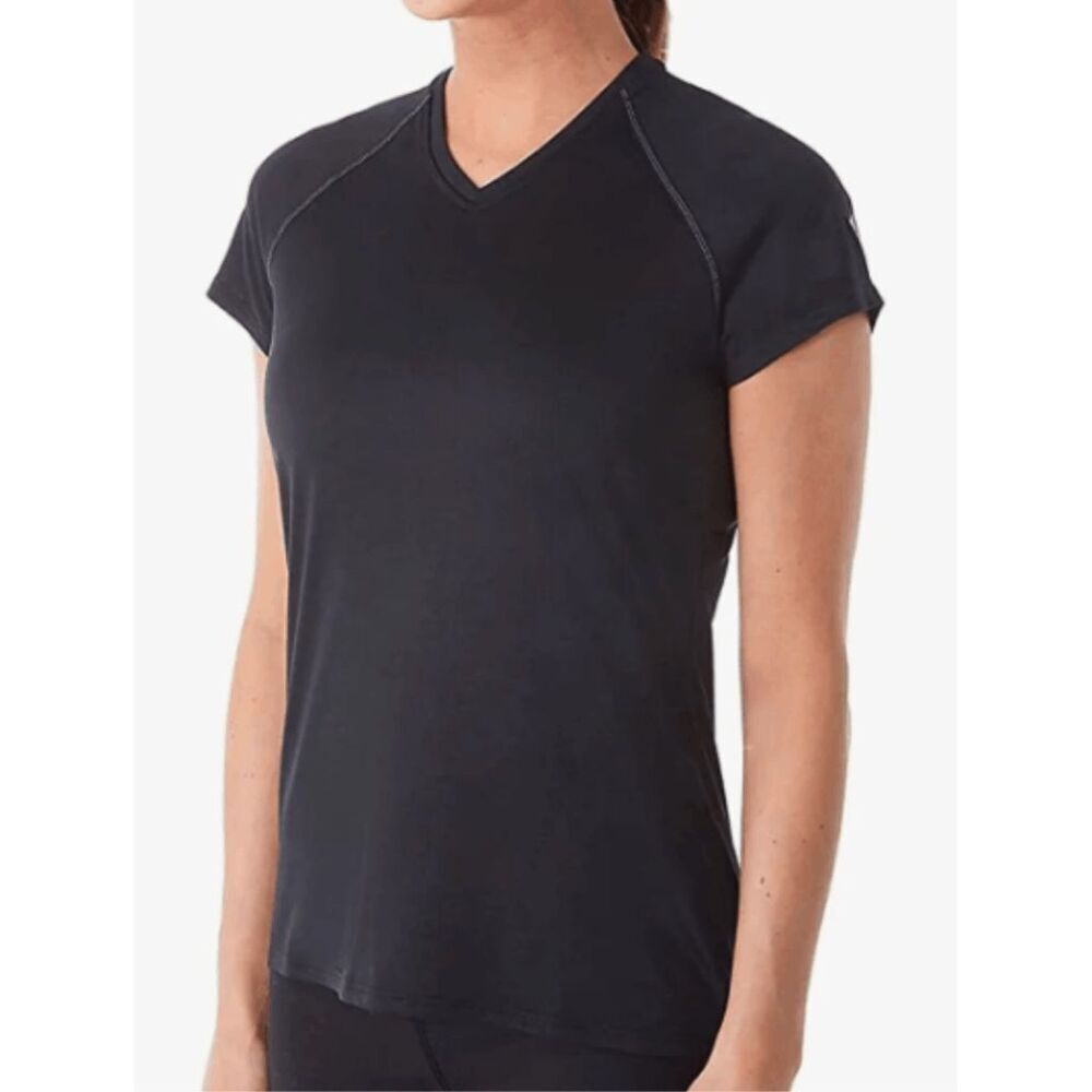 Adidas Women's Climalite Tee Black V-Neck Short Sleeve Size M Activewear